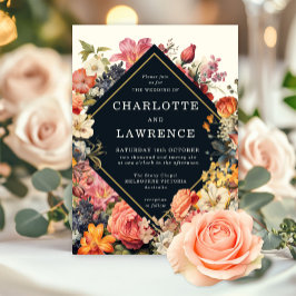 Invitación floral de estilo vintage