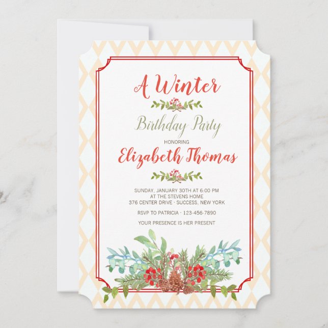 Invitación floral de estructura de celosía (Anverso)