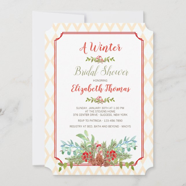 Invitación floral de estructura de celosía (Anverso)