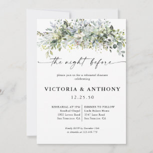 Invitación floral de eucalipto rosa la noche anter