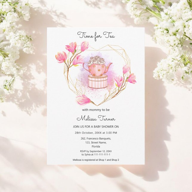 Invitación floral de Fiesta de té de Baby Shower r (Subido por el creador)