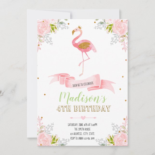 invitación floral de flamenco (Anverso)