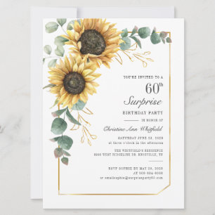Invitación Floral de flores de girasol moderno cumpleaños núm