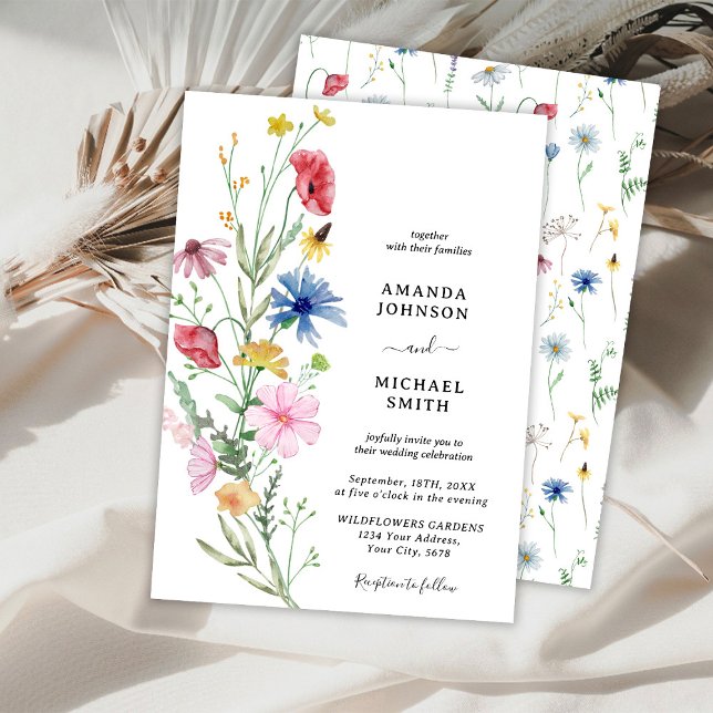 Invitación Floral de flores silvestres Boda Rustic Floral (Subido por el creador)