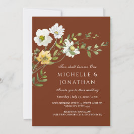 Invitación Floral de flores silvestres en Boda cristiana de T