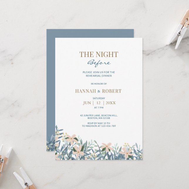 Invitación floral de flores silvestres "La noche a (Anverso/Reverso In Situ)