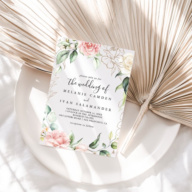 Invitación Floral De Foliage Verde Oro El Boda De (Subido por el creador)