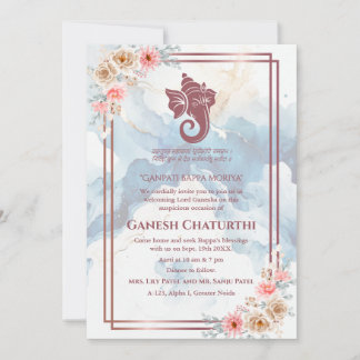 Invitación Floral de Ganesh Chaturthi Puja
