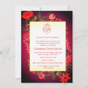 Invitación Floral de Ganesh Chaturthi Puja
