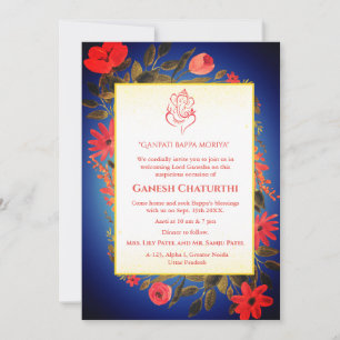 Invitación Floral de Ganesh Chaturthi Puja