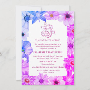 Invitación Floral de Ganesh Chaturthi Puja