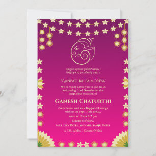 Invitación Floral de Ganesh Chaturthi Puja