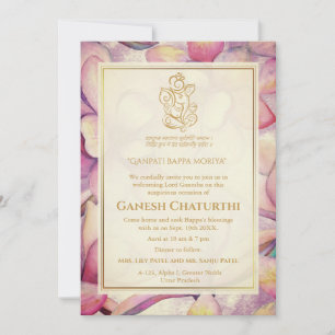 Invitación Floral de Ganesh Chaturthi Puja