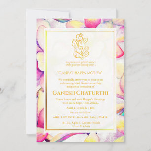 Invitación Floral de Ganesh Chaturthi Puja