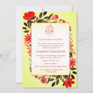 Invitación Floral de Ganesh Chaturthi Puja