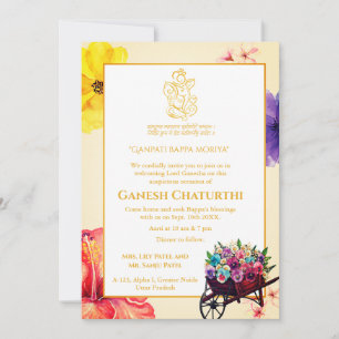 Invitación Floral de Ganesh Chaturthi Puja