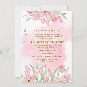 Invitación Floral de Ganesh Chaturthi Puja