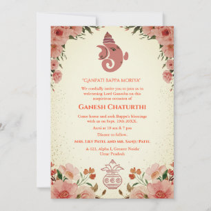 Invitación Floral de Ganesh Chaturthi Puja