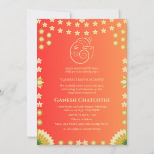 Invitación Floral de Ganesh Chaturthi Puja