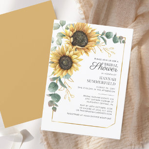 Invitación Floral de girasol Eucalyptus Script Shower