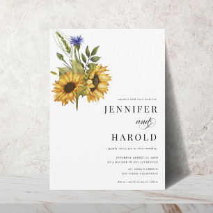 Invitación Floral de girasol llanura mínima en un Boda