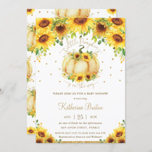 Invitación Floral de girasol Pequeña Calabaza Chica de Baby S
