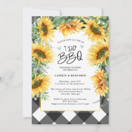 Invitación Floral de girasol rústico I Do BBQ Bridal