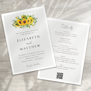 Invitación Floral de girasol todo en un Boda