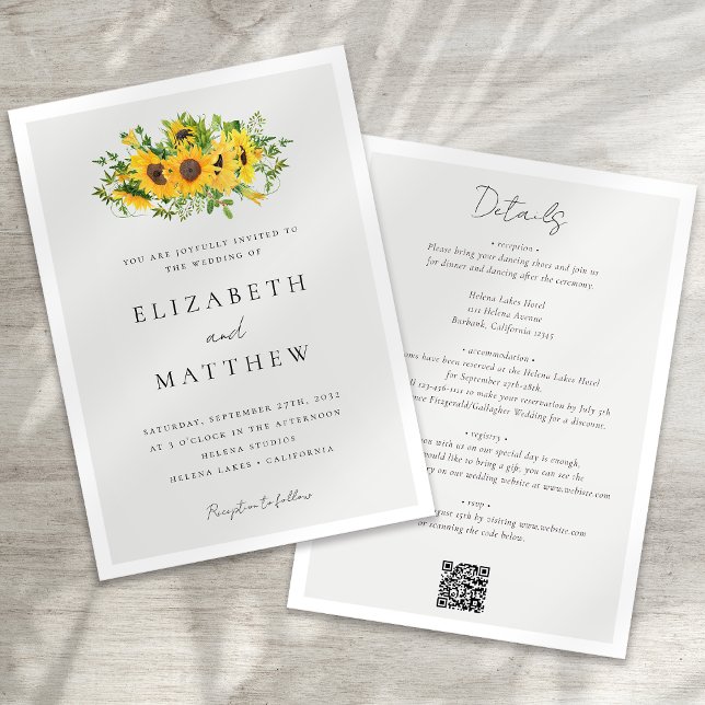 Invitación Floral de girasol todo en un Boda (Subido por el creador)