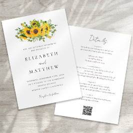 Invitación Floral de girasol todo en un Boda