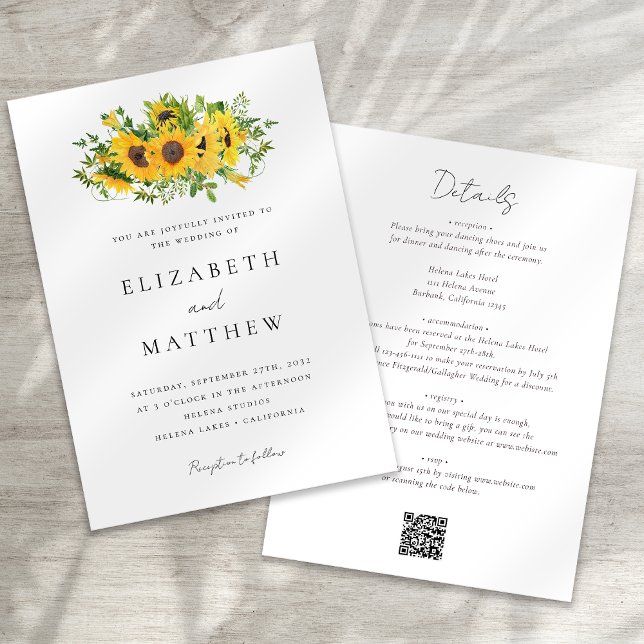 Invitación Floral de girasol todo en un Boda (Subido por el creador)