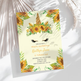 Invitación Floral de girasol Unicornio Chicas de la Cuta Amar