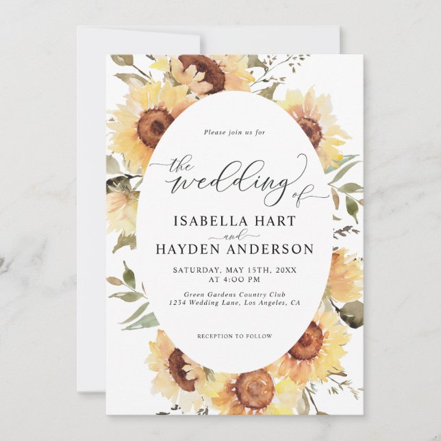 Invitación Floral de girasoles otoño verano Rústico Boho Boda (Anverso)