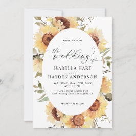 Invitación Floral de girasoles otoño verano Rústico Boho Boda