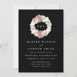 Invitación Floral de gramo negro de pampas de guirnalda flora