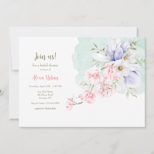 Invitación Floral de habla suave (Anverso)