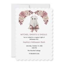 Invitación floral de Halloween Pink Coquette