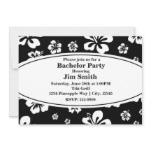 Invitación floral de hibisco negro y blanco elegan
