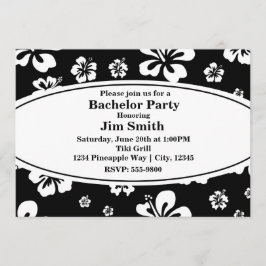 Invitación floral de hibisco negro y blanco elegan
