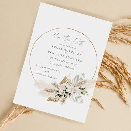 Invitación Floral de hierba Boho Palm Pampas salva la fecha