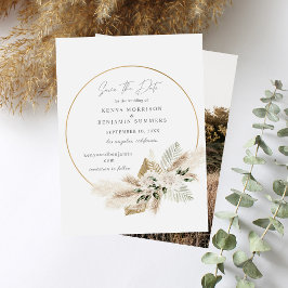 Invitación Floral de hierba de Boho Palm Pampas salva la foto