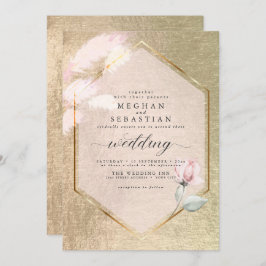 Invitación Floral de hierba de oro Rosa de Rubor