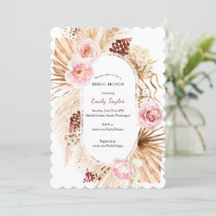Invitación Floral de hierba rosa moderna de Boho Arch Pampas