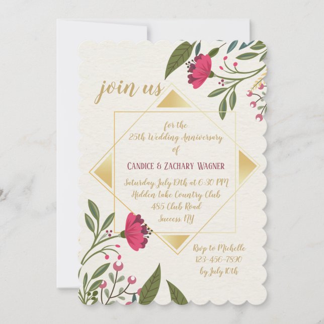 Invitación floral de imagen de espejo (Anverso)