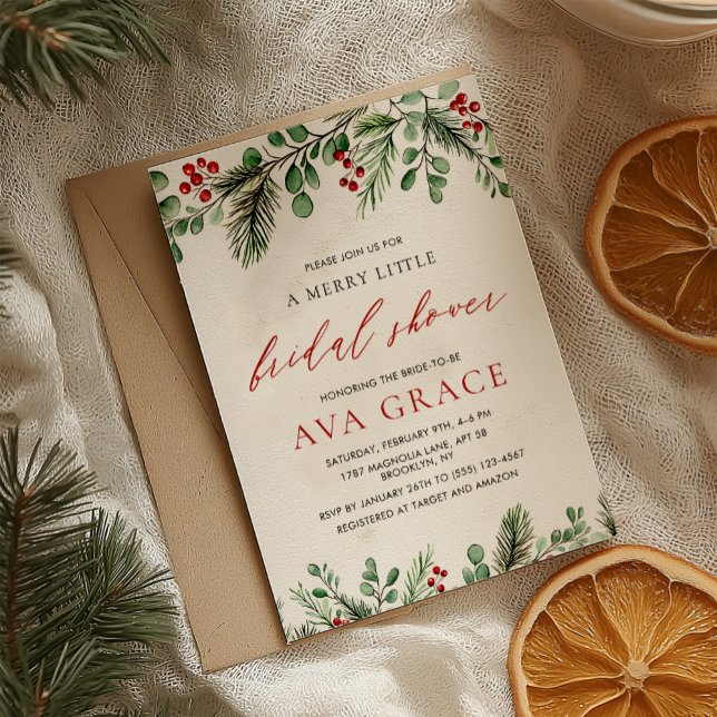Invitación Floral de invierno amarre Navidades pequeños ducha (Subido por el creador)