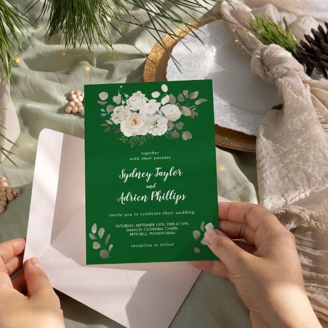 Invitación Floral de invierno | Boda Casual Verde (Subido por el creador)