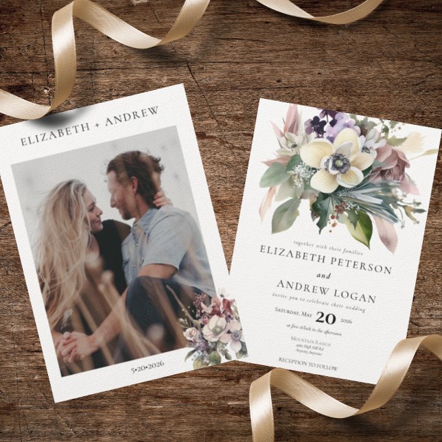 Invitación Floral de invierno | Boda de vacaciones (Subido por el creador)