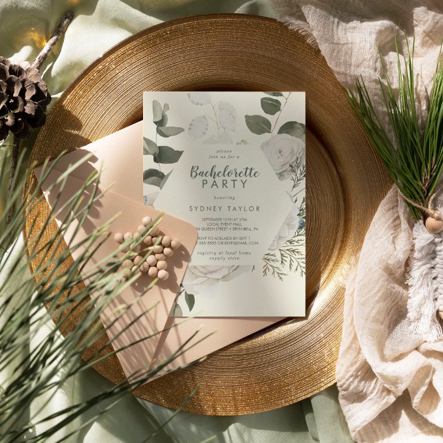 Invitación Floral de invierno | Fiesta de Marfil Bachelorette (Subido por el creador)