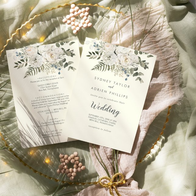 Invitación Floral de invierno | Frente de Marfil y Boda poste (Subido por el creador)