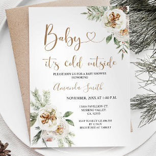 Invitación Floral de invierno hace frío fuera de Baby Shower